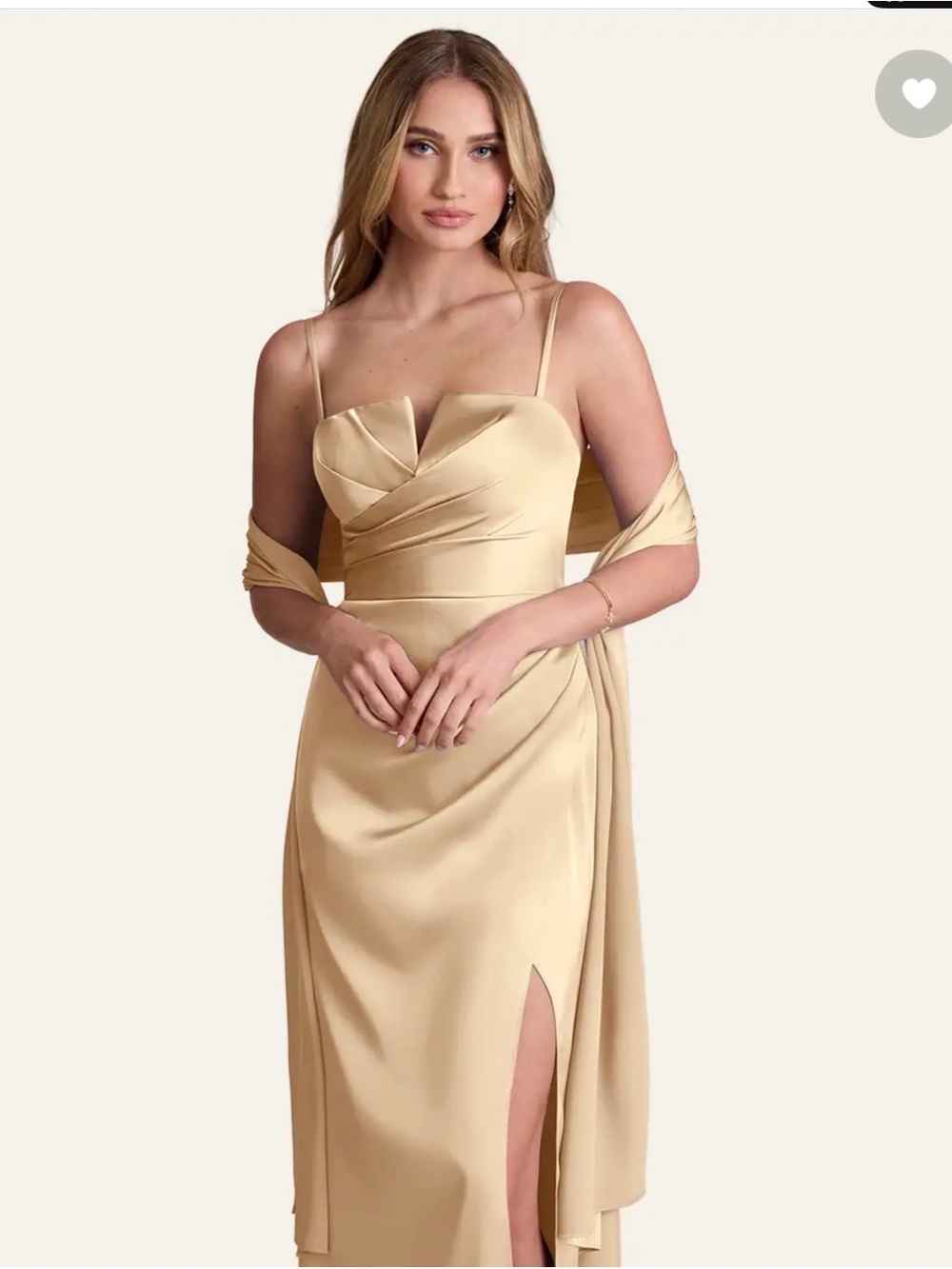 NWOT Elegant Champagne Draped Shawl - Picture 2 of 5